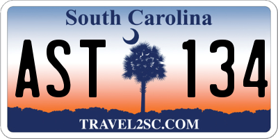 SC license plate AST134