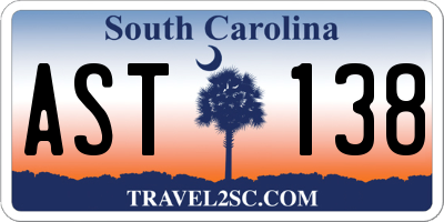 SC license plate AST138