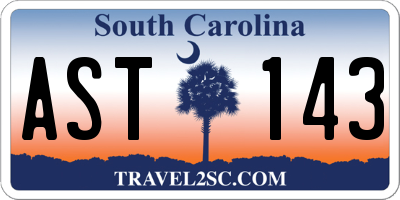 SC license plate AST143