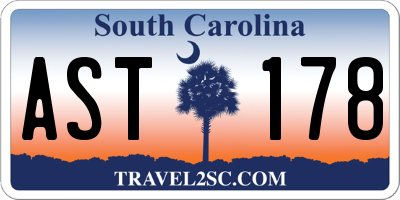 SC license plate AST178