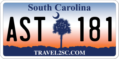 SC license plate AST181
