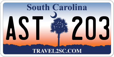 SC license plate AST203