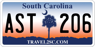 SC license plate AST206