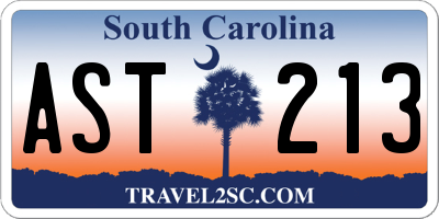 SC license plate AST213