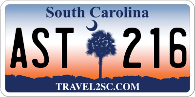 SC license plate AST216