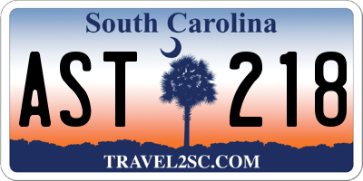 SC license plate AST218