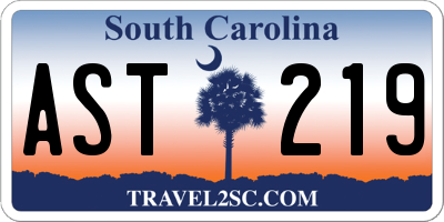 SC license plate AST219