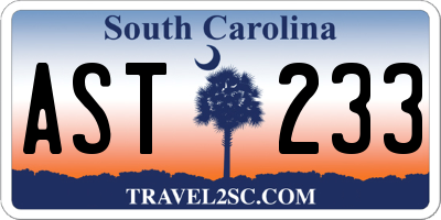SC license plate AST233