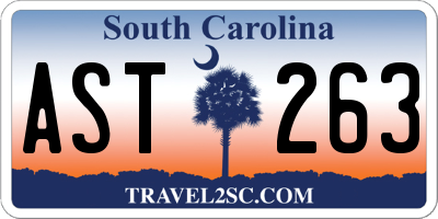 SC license plate AST263