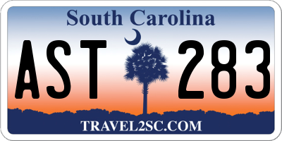 SC license plate AST283
