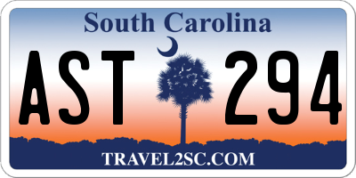 SC license plate AST294