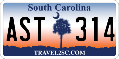SC license plate AST314