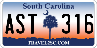 SC license plate AST316