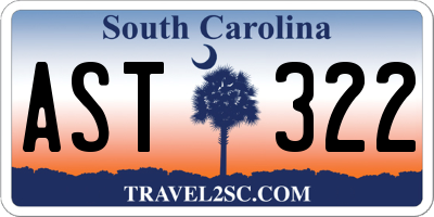 SC license plate AST322
