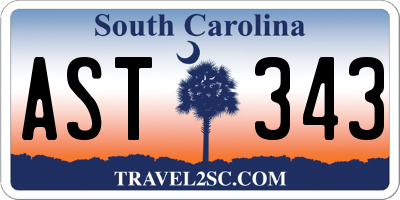 SC license plate AST343