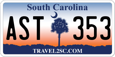SC license plate AST353