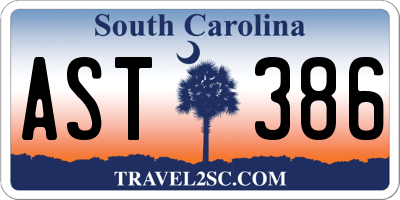 SC license plate AST386