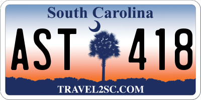SC license plate AST418