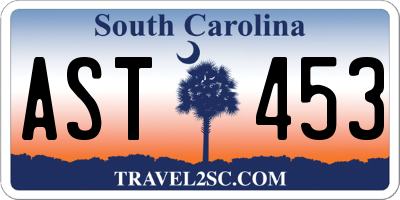 SC license plate AST453