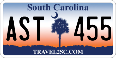 SC license plate AST455