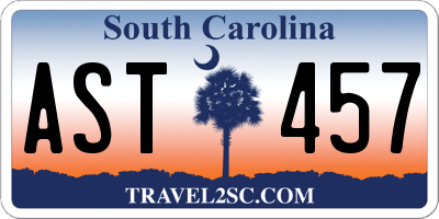 SC license plate AST457