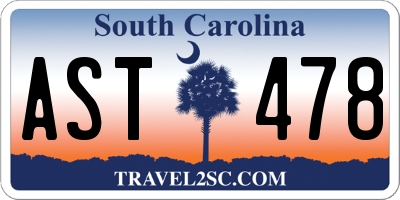 SC license plate AST478