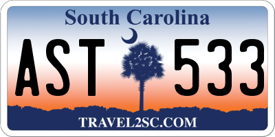 SC license plate AST533