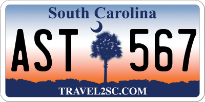 SC license plate AST567