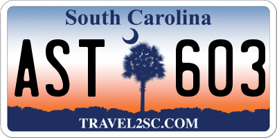 SC license plate AST603