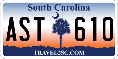 SC license plate AST610