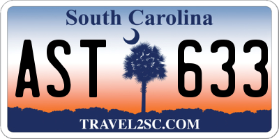SC license plate AST633