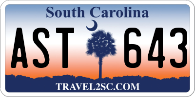SC license plate AST643