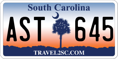 SC license plate AST645