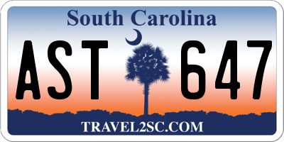 SC license plate AST647
