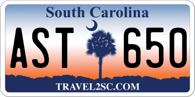 SC license plate AST650