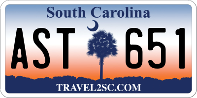 SC license plate AST651