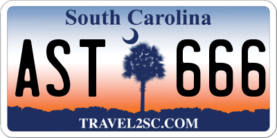 SC license plate AST666