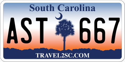 SC license plate AST667