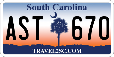 SC license plate AST670