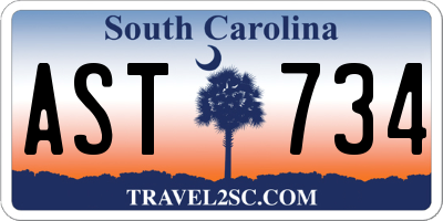 SC license plate AST734