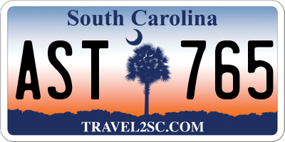 SC license plate AST765