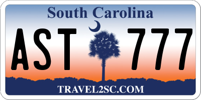 SC license plate AST777