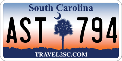 SC license plate AST794