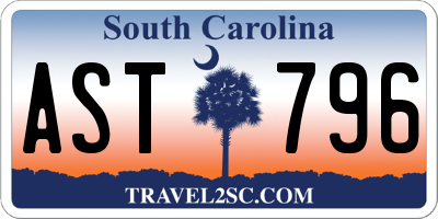 SC license plate AST796