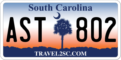 SC license plate AST802