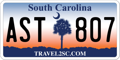 SC license plate AST807