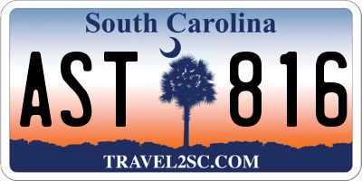 SC license plate AST816