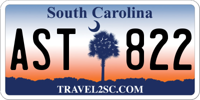 SC license plate AST822