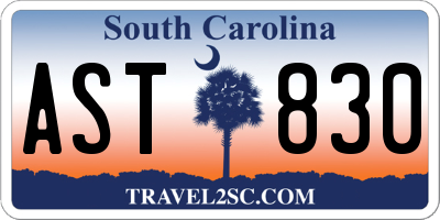 SC license plate AST830