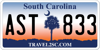 SC license plate AST833